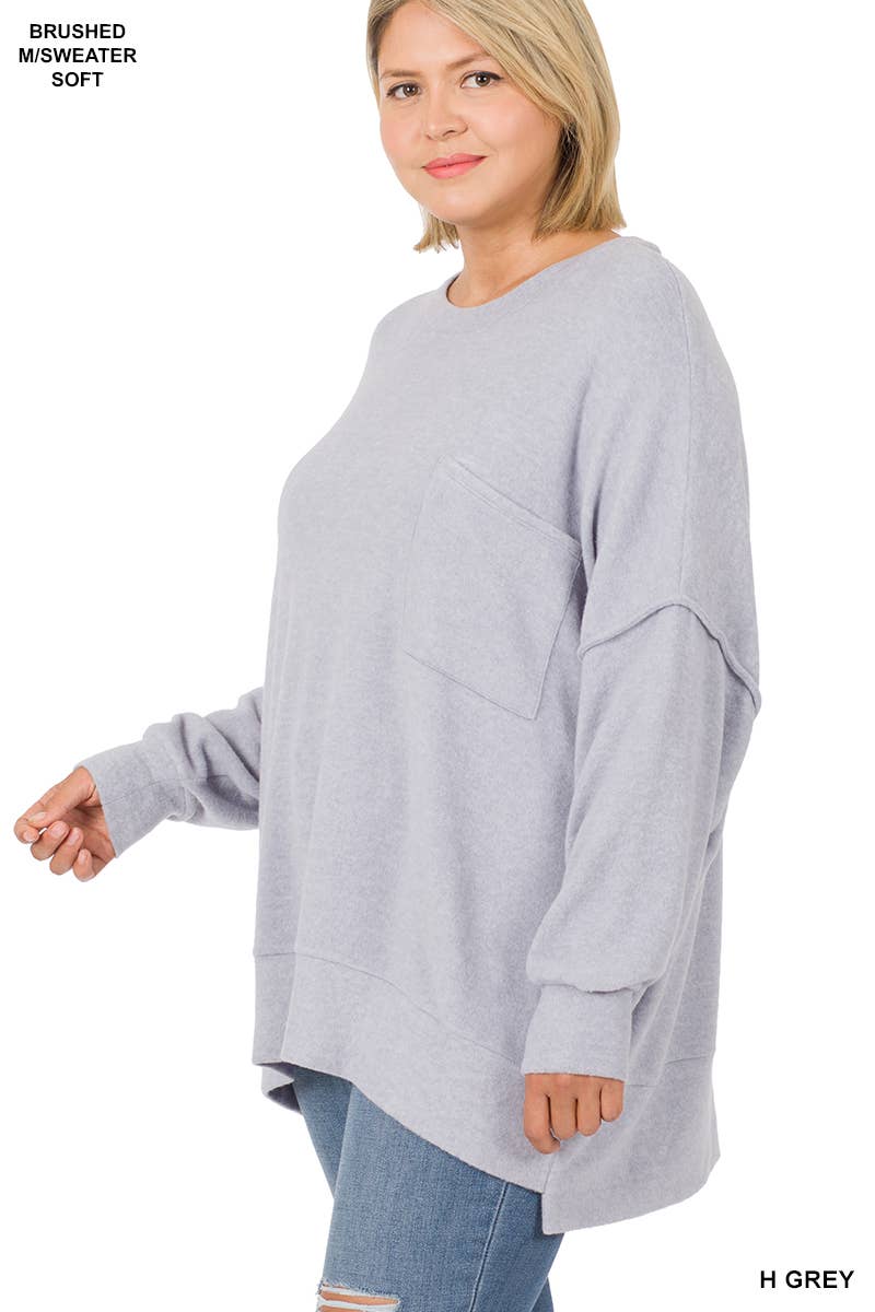 42POPS - Vente Pull en maille – femme - ..Plus Pull Oversize Mélangé Brossé3