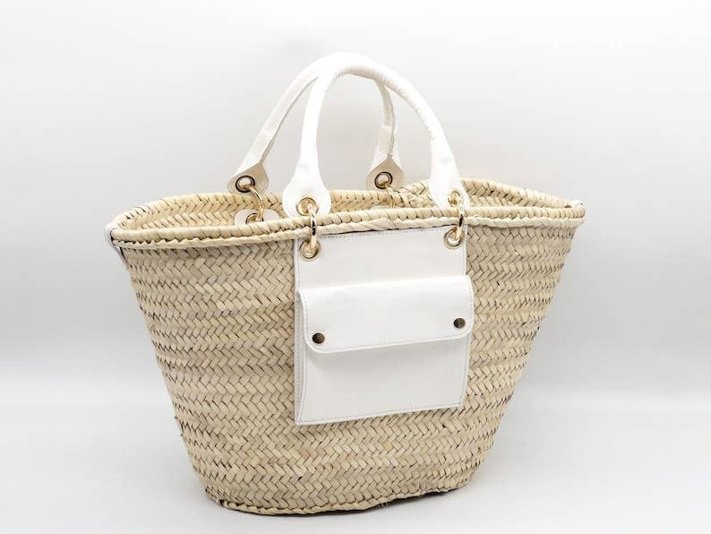 martitec – Engroshandel Strandtaske – Elegant fransk flettet kurvetaske med luksuriøse detaljer2