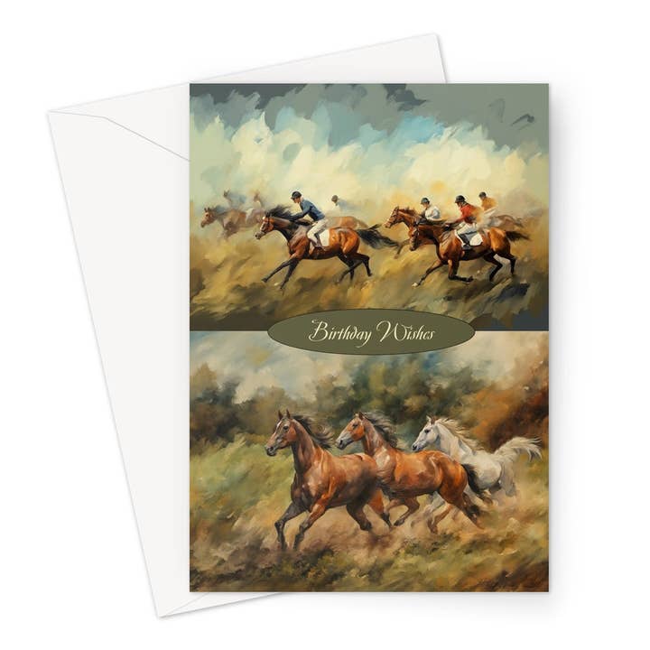 Galloping Horses Birthday Greeting Card for wholesale by Wild And Arty