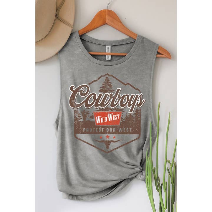 HRTandLUV - Wholesale Tank Top - Women's - COWBOYS WILD WEST GRAPHIC TANK TOP
