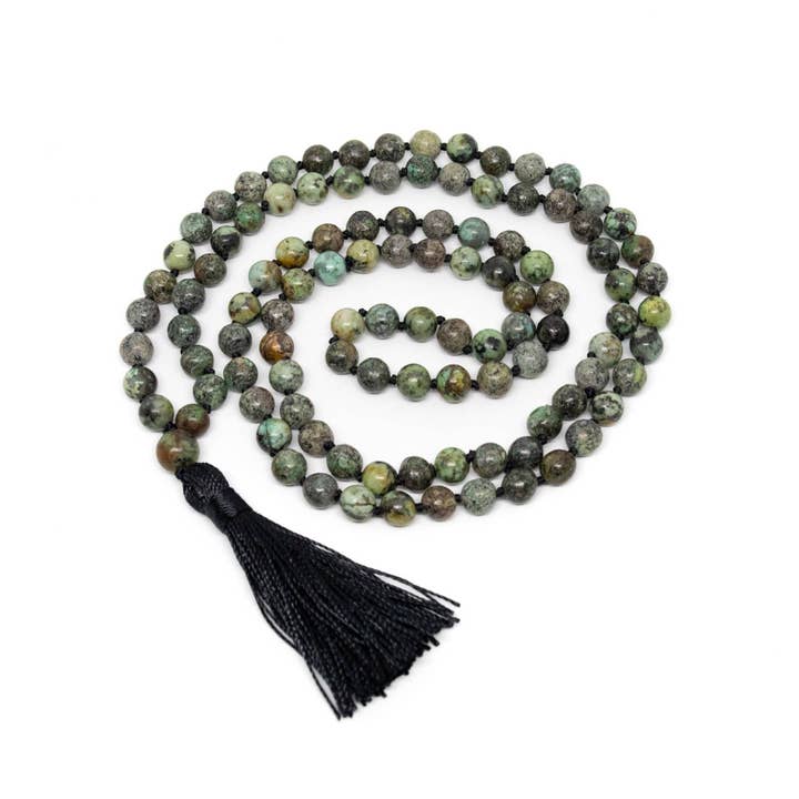 Namu Baru Inc. - Wholesale Prayer Beads Necklace - African Turquoise Knotted 108 Mala - Prayer Beads - 8mm