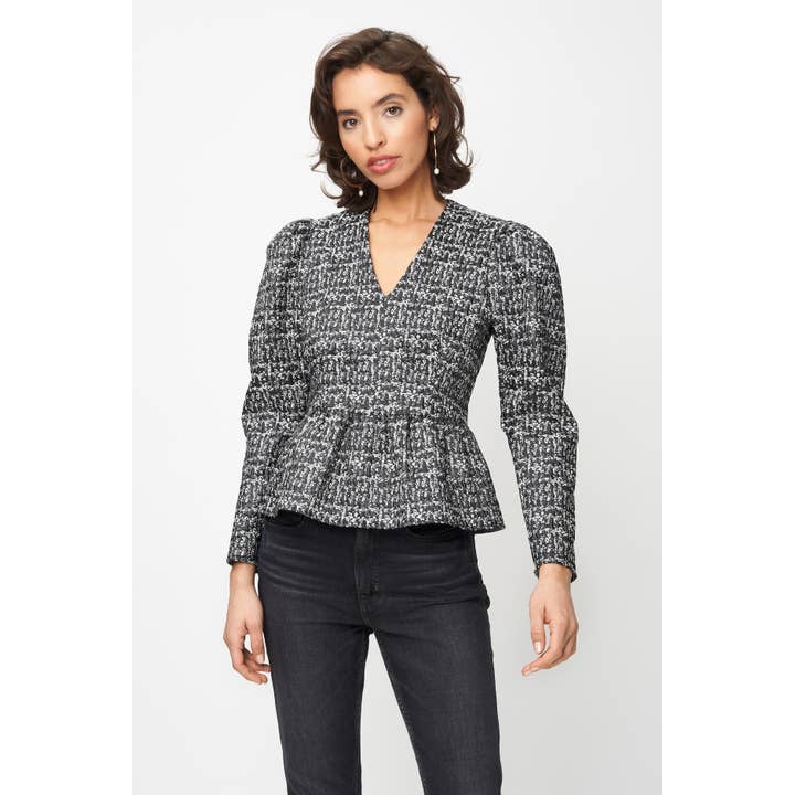 Top Harper en jacquard métallisé noir pour la vente par Fresha London