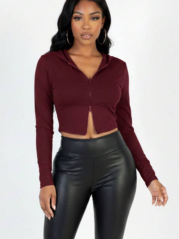 CAPELLA APPAREL - Wholesale Hoodie - Women's - French Terry Crop Zip Up Hoodie3