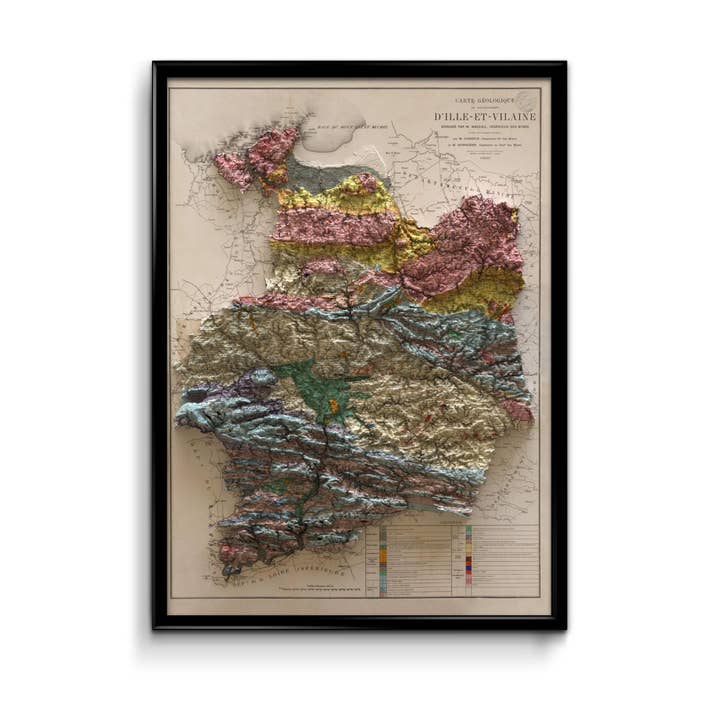 Carta geologica Ille-et-Vilaine 1866 per la vendita all'ingrosso da parte di Finke