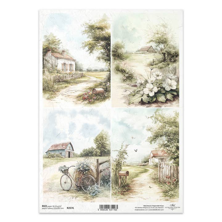 rice paper for decoupage R2576 - Cottage in the Country for wholesale by ITD Collection