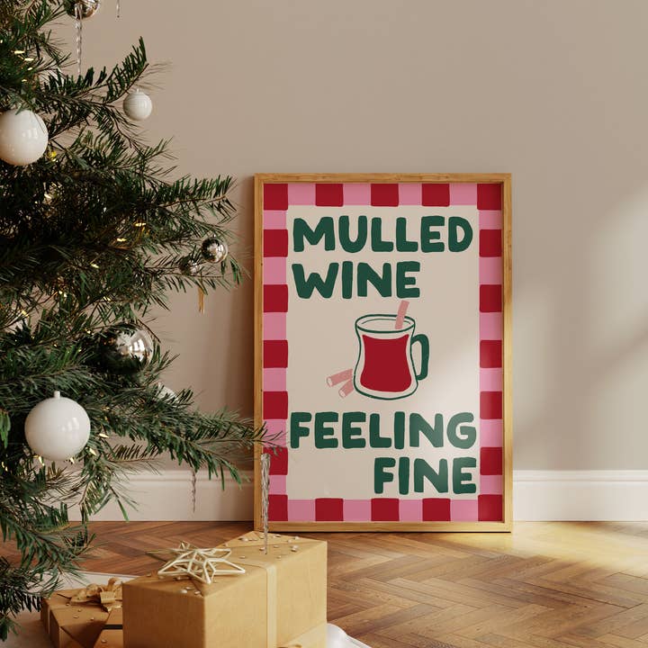 Vino caliente | Divertido estampado navideño | póster | regalo | Navidad para venta al por mayor de Moo and May Studio