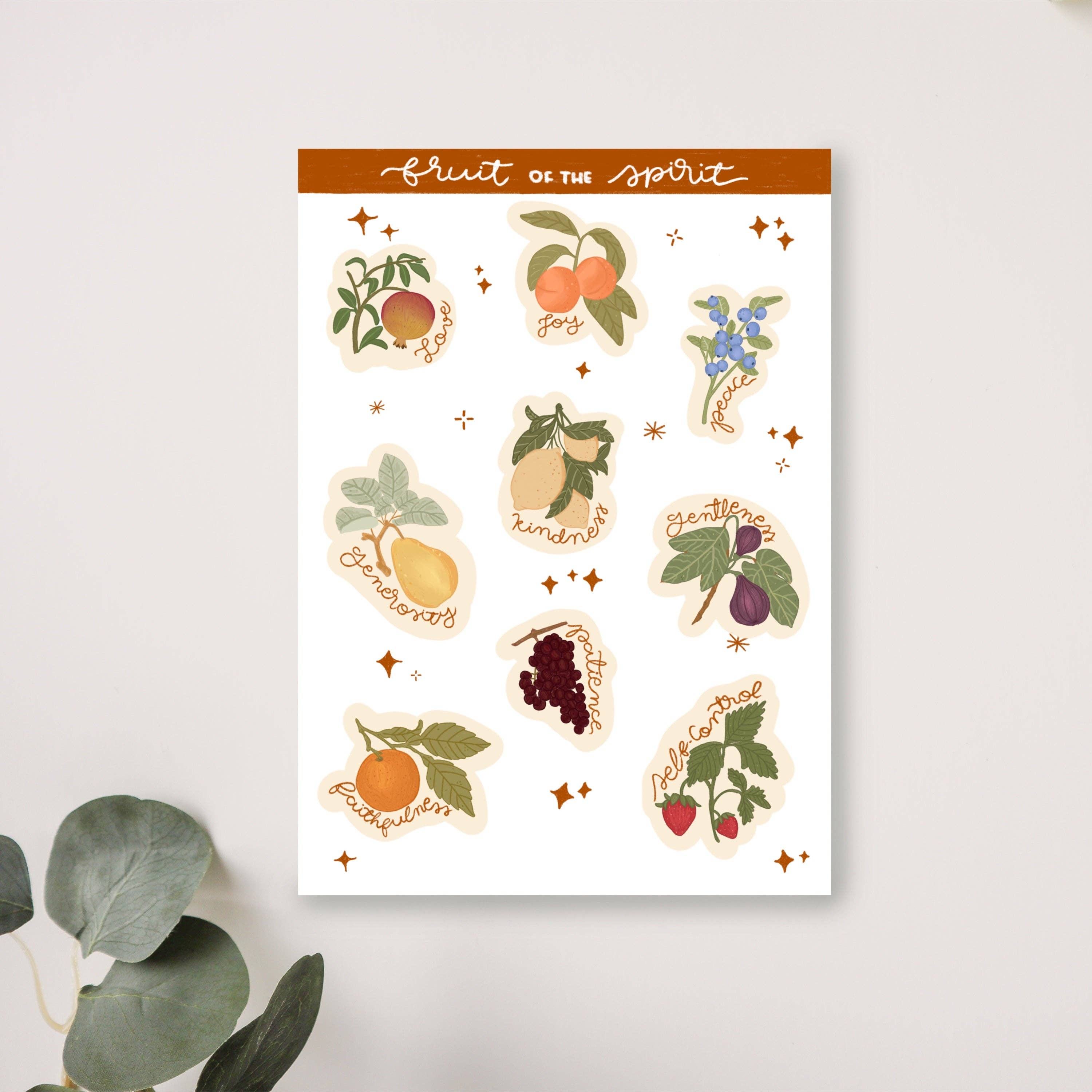 Peony&June Illustration - Wholesale Sticker - Fruit of the Spirit Sticker Sheet