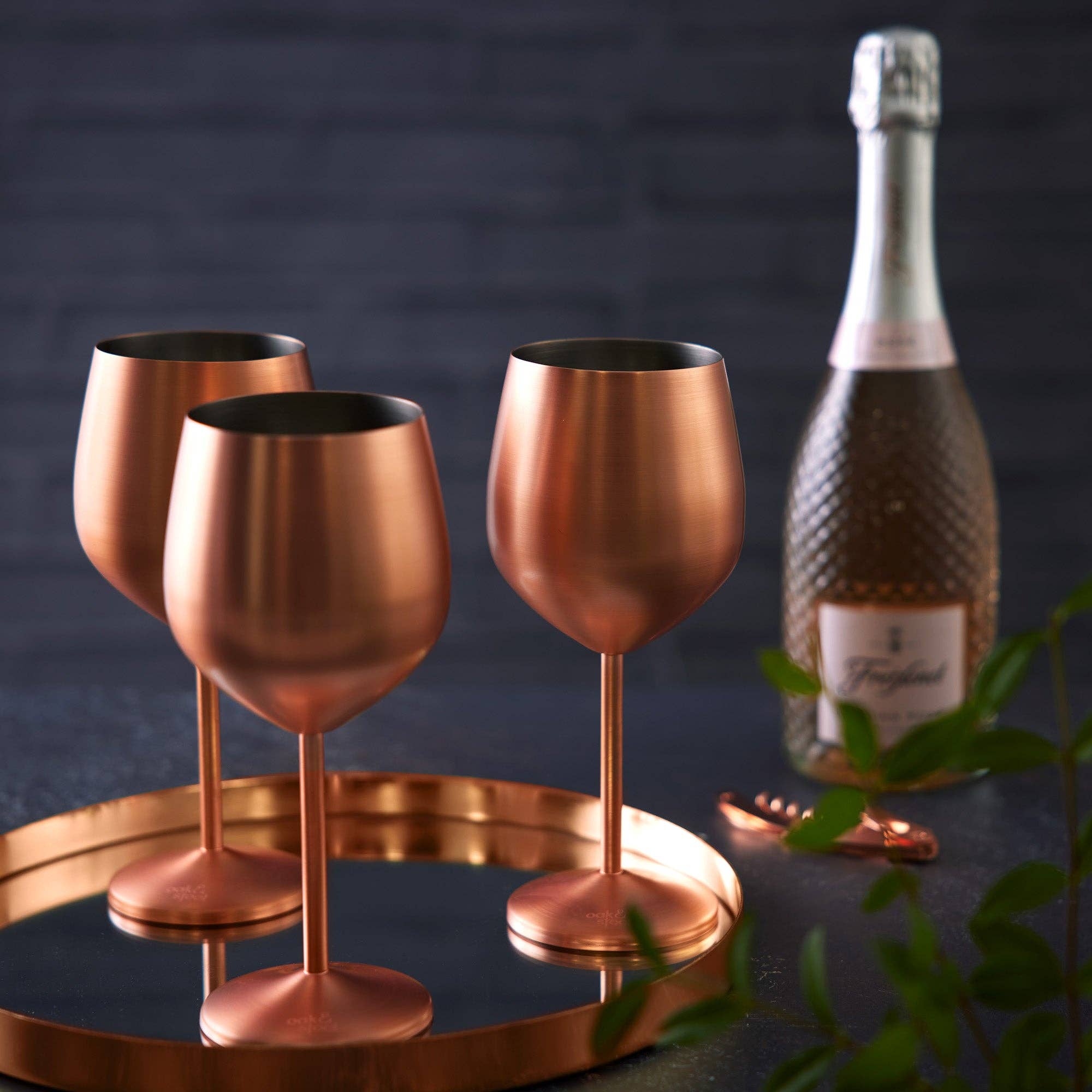 Oak & Steel - Wholesale Wine Glass - 4 Matte Rose Gold Wine Glasses3