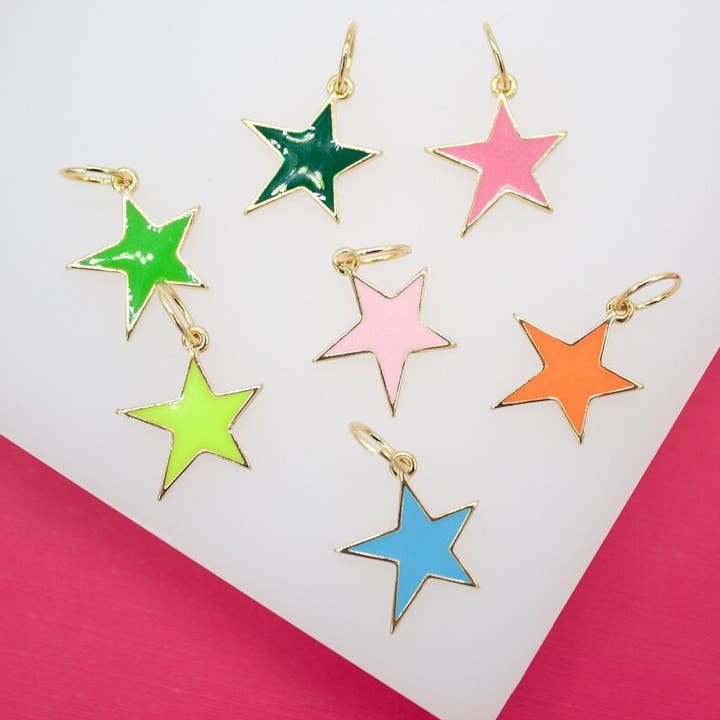 18K vergoldete Emaille-Sternanhänger (A151) für den Großhandel von MIA Jewelry