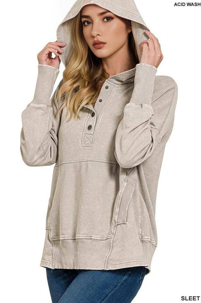 42POPS - Wholesale Hoodie - Women's - ,.._ 1015 French Terry Acid Wash Kangaroo Pocket Hoodie SI-2532810