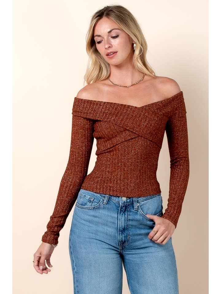 Nylon Apparel - Wholesale Knit Top - Women's - T680-SD-Debora Off Shoulder Knit Top8