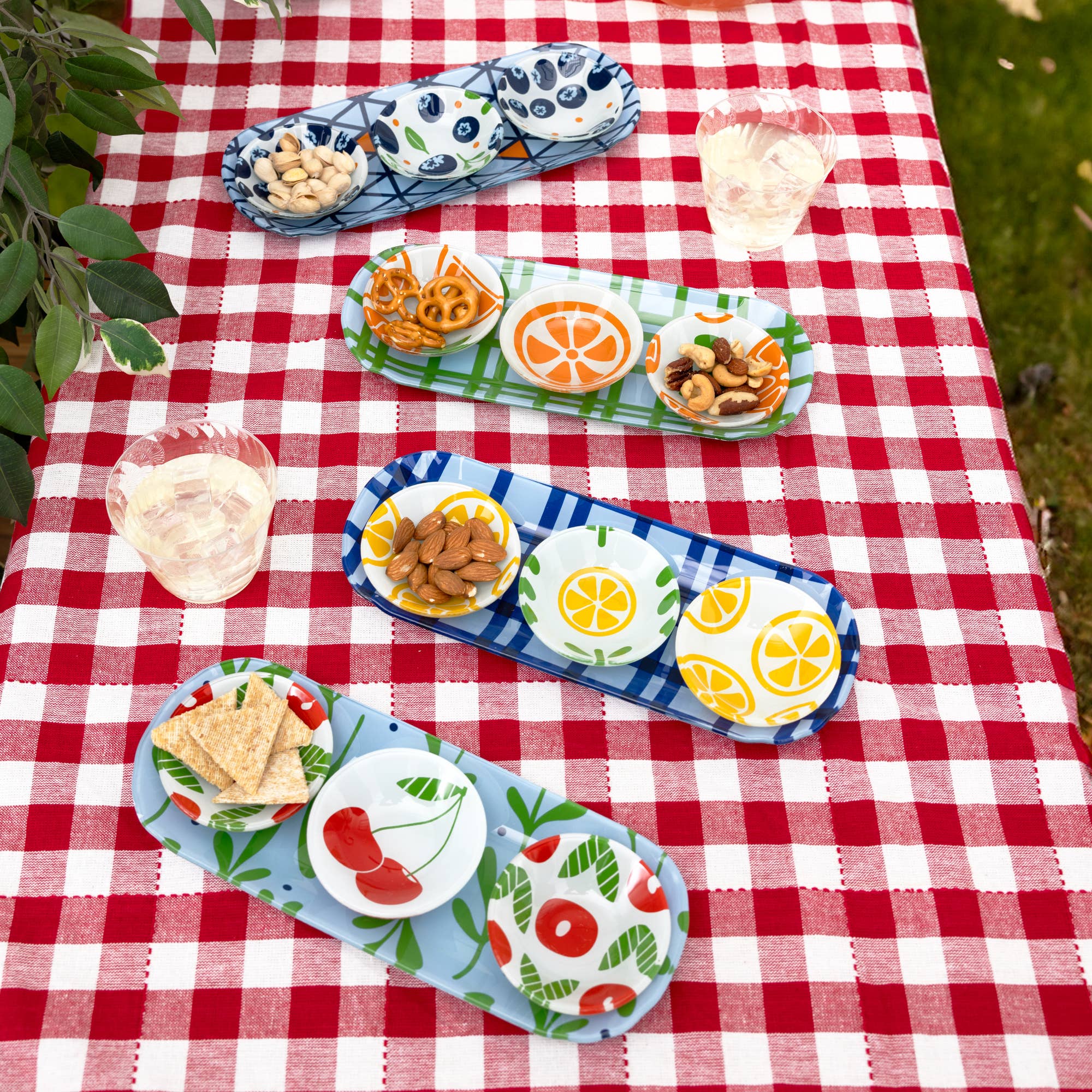 Pavilion - Vendita all'ingrosso Vassoi da portata - Cherries - Vassoio da portata in vetro da 11" con 3 ciotole4