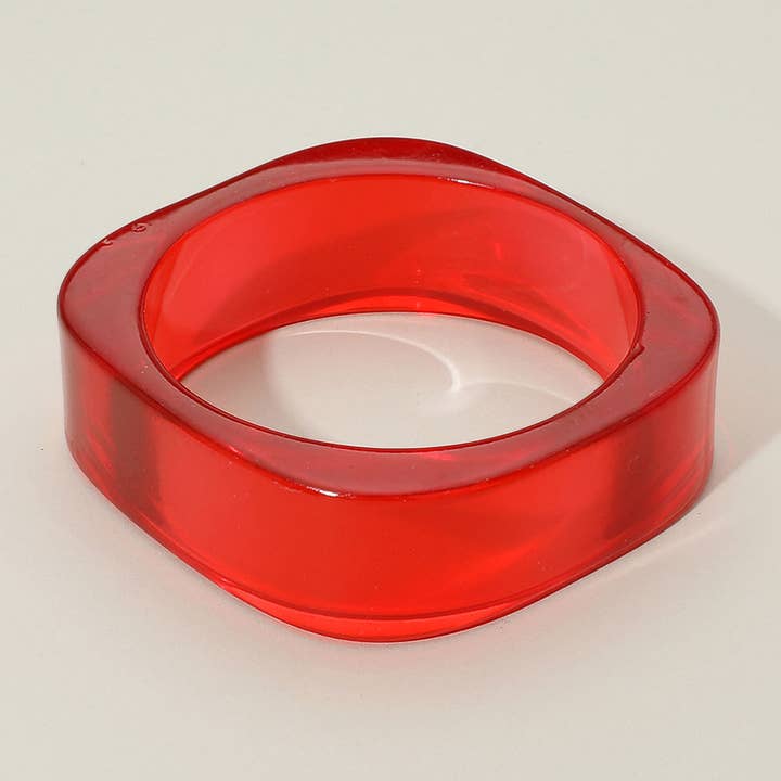Sensibling Corp. - Wholesale Bangle Bracelet - Chunky Transparent Resin Square Bangle Bracelet10