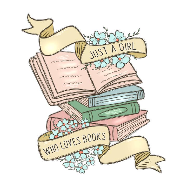 Just A Girl Who Loves Books Vinyl, Sticker, 3x3 in for wholesale by Savannah and James Co