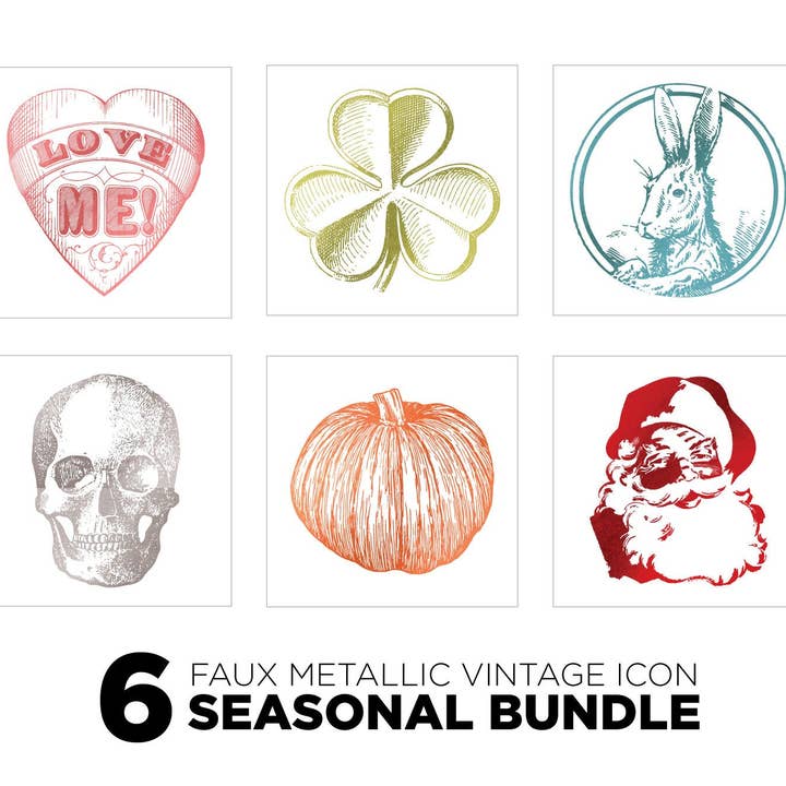 Inserções de Sinais de Tamanho Médio: Conjunto de Ícones Vintage Metálicos FALSOS Conjunto de 6 | APENAS INSERÇÕES MAGNÉTICAS por atacado de Simpler Seasons Decor