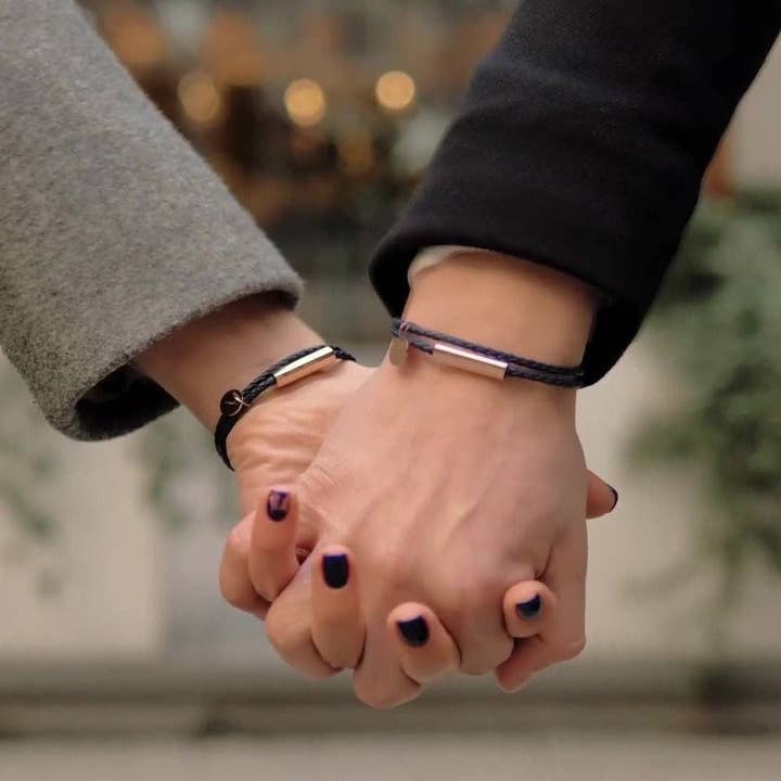 Perimade & Co. LLC - Wholesale Charm/Dangle Bracelet - Custom Leather Couple Matching Bracelet in Stainless Steel2
