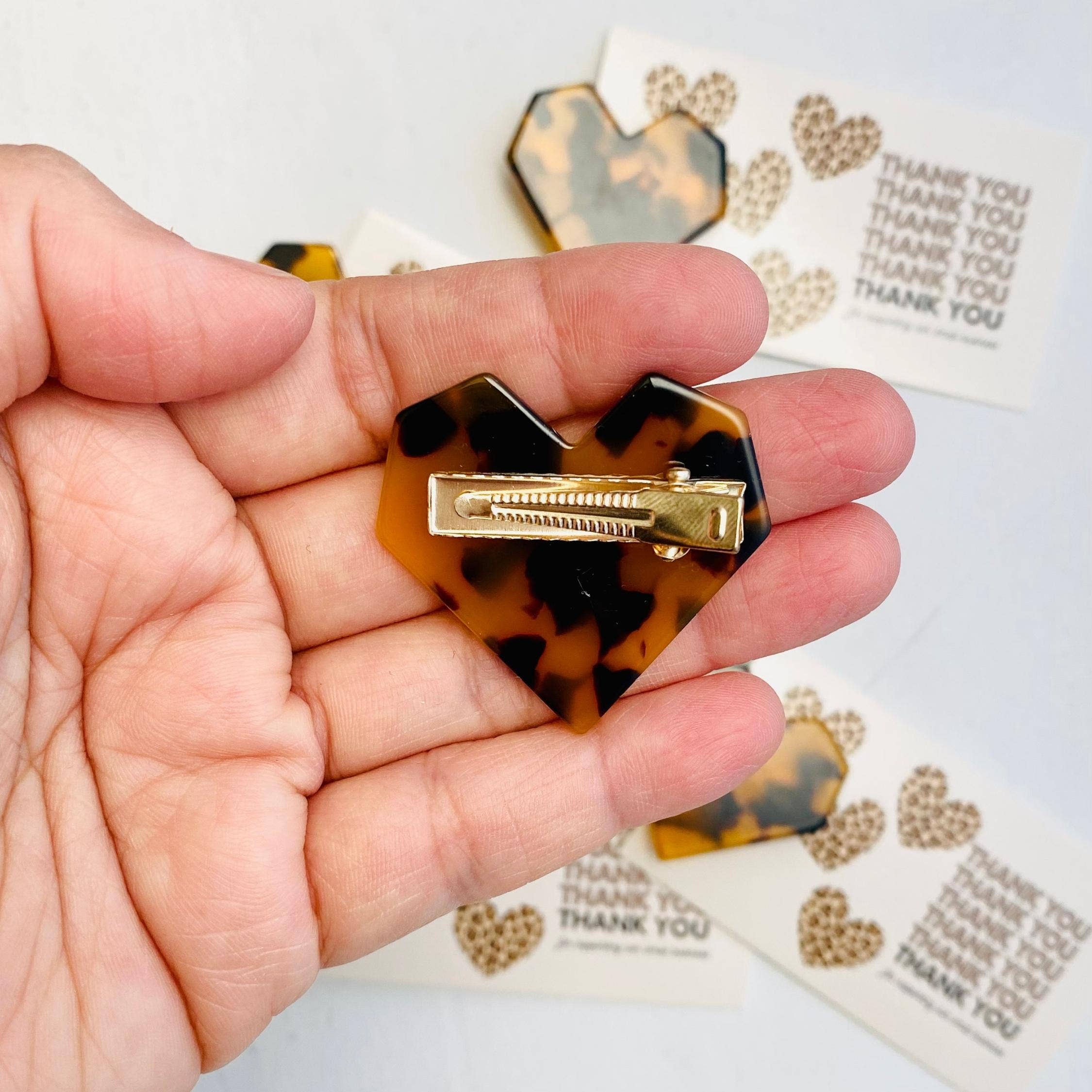 Tiny Gift Society – wholesale Hair clip – Women’s – Thank You Gifts Leopard Heart Hair Clip | Thank You Card2