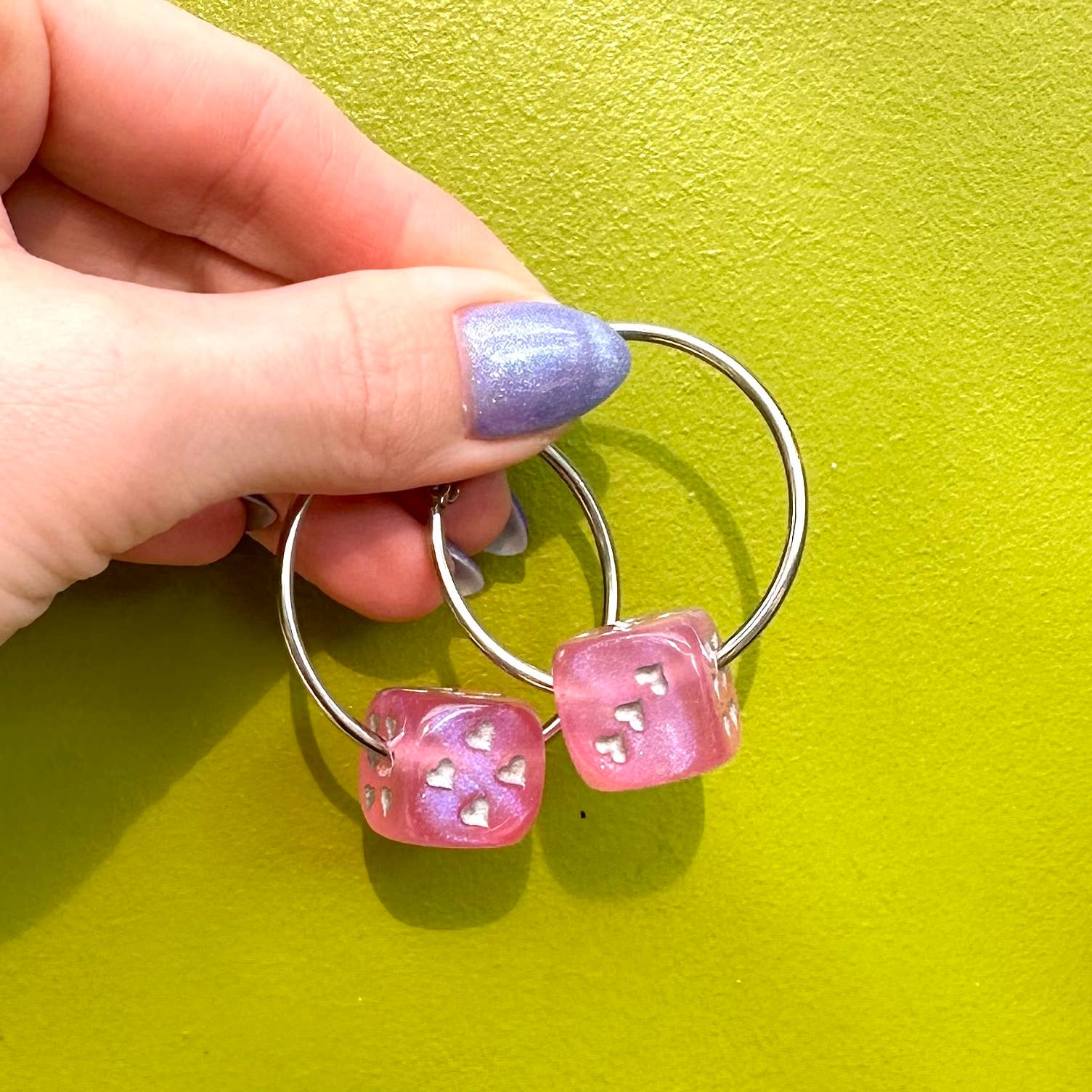 Foolish Fetish - Wholesale Hoop Earrings - Love's A Gamble Dice Hoops Earrings : Various Colors4