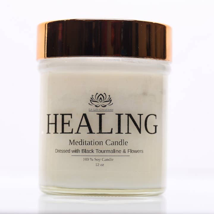 Healing 12 oz Meditation Candle for wholesale by Lit Life Creations