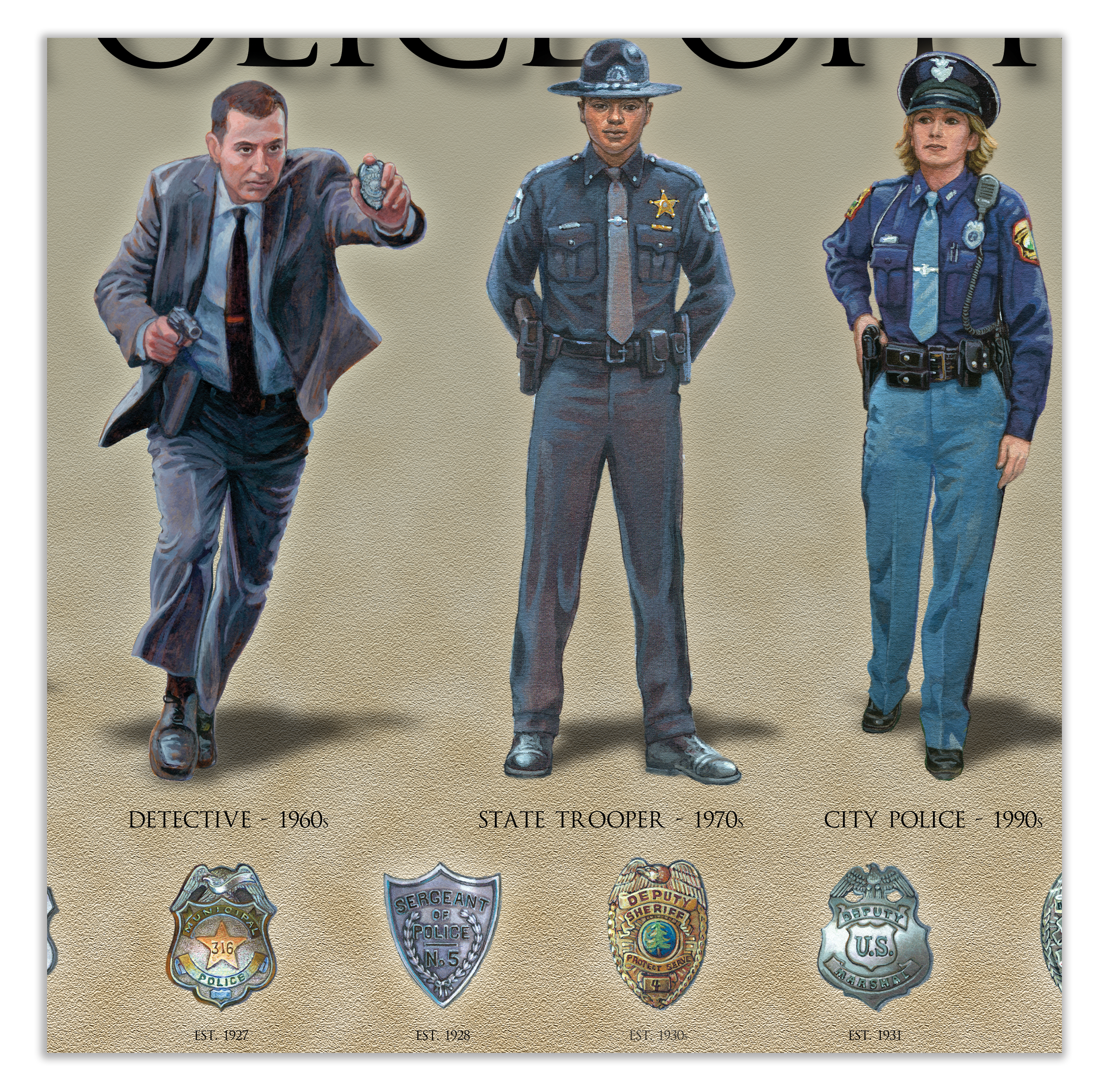 History America - Wholesale Art Print - History of the American Police Officer - Unframed 11 ¾" x 36"3