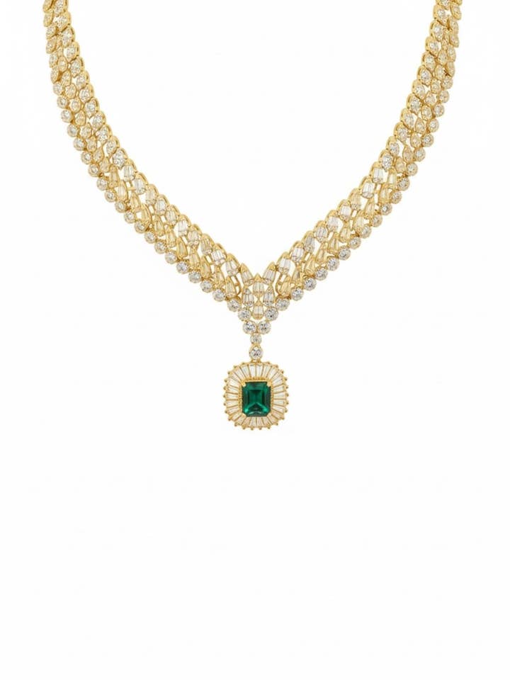 Countess Statement Emerald Necklace Gold for wholesale by Latelita