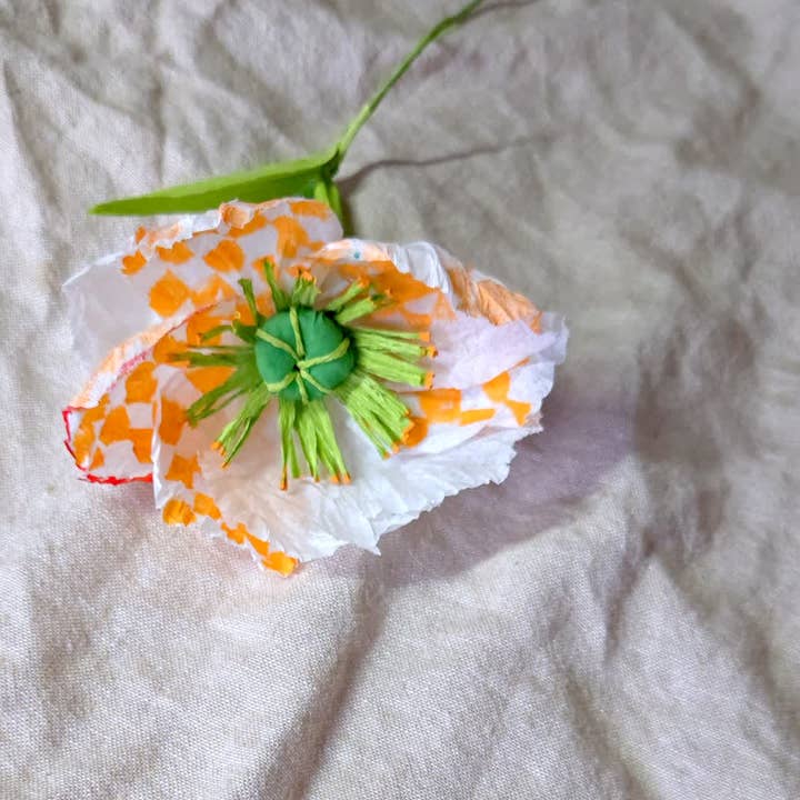 Beautiful Things By Bec - Wholesale Artificial Flowers - Paper Artificial Patterned Quilt Poppies, Colorful Decor,12