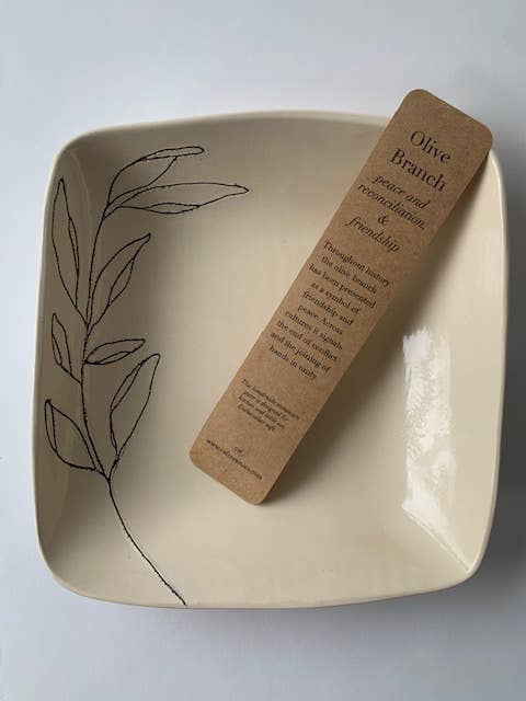 CSF Ceramics – wholesale Serveringsskål – Square servering skål: Olive gren2