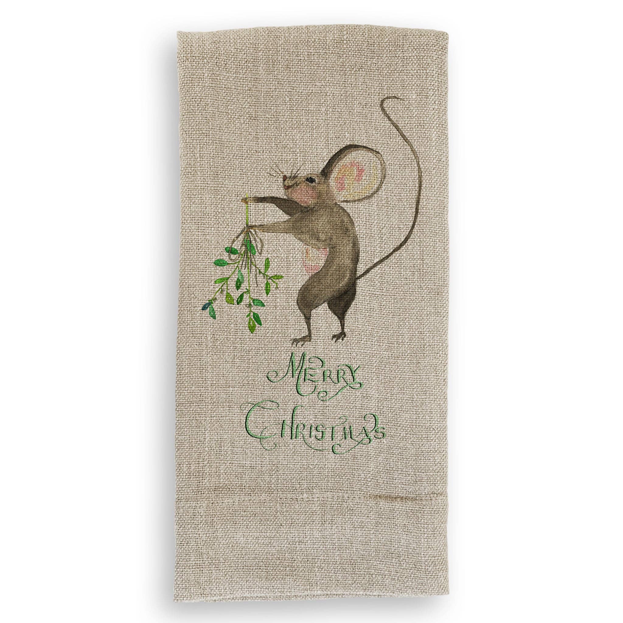 French Graffiti - Wholesale Tea Towel - Merry Christmas Mouse1