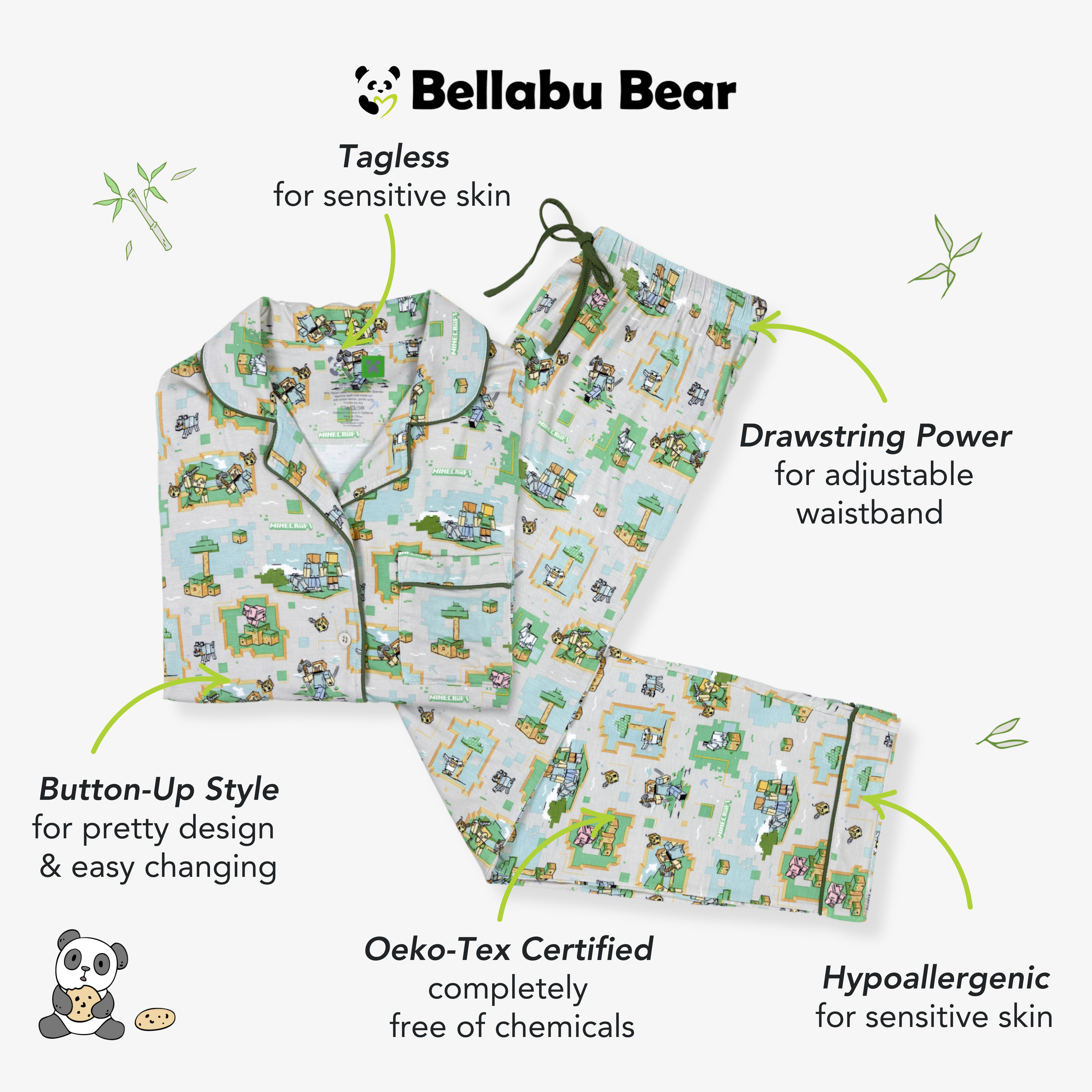 Bellabu Bear – wholesale Pyjamas - Herr – Minecraft Overworld Dreams Bambupyjamaset för män9