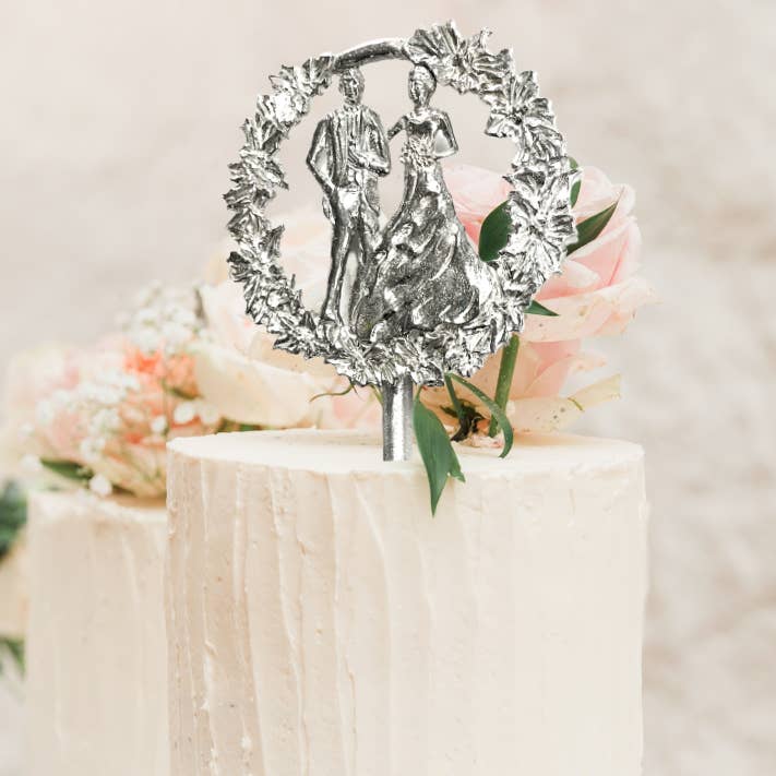 Bride and Groom Wedding Cake Topper - Engagement Couple Gift for wholesale by House of Morgan Pewter