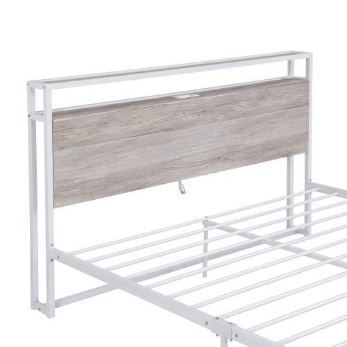 VTNG50 - Wholesale Bedroom Furniture - Queen Size Metal Platform Bed Frame with Sockets, USB Ports22