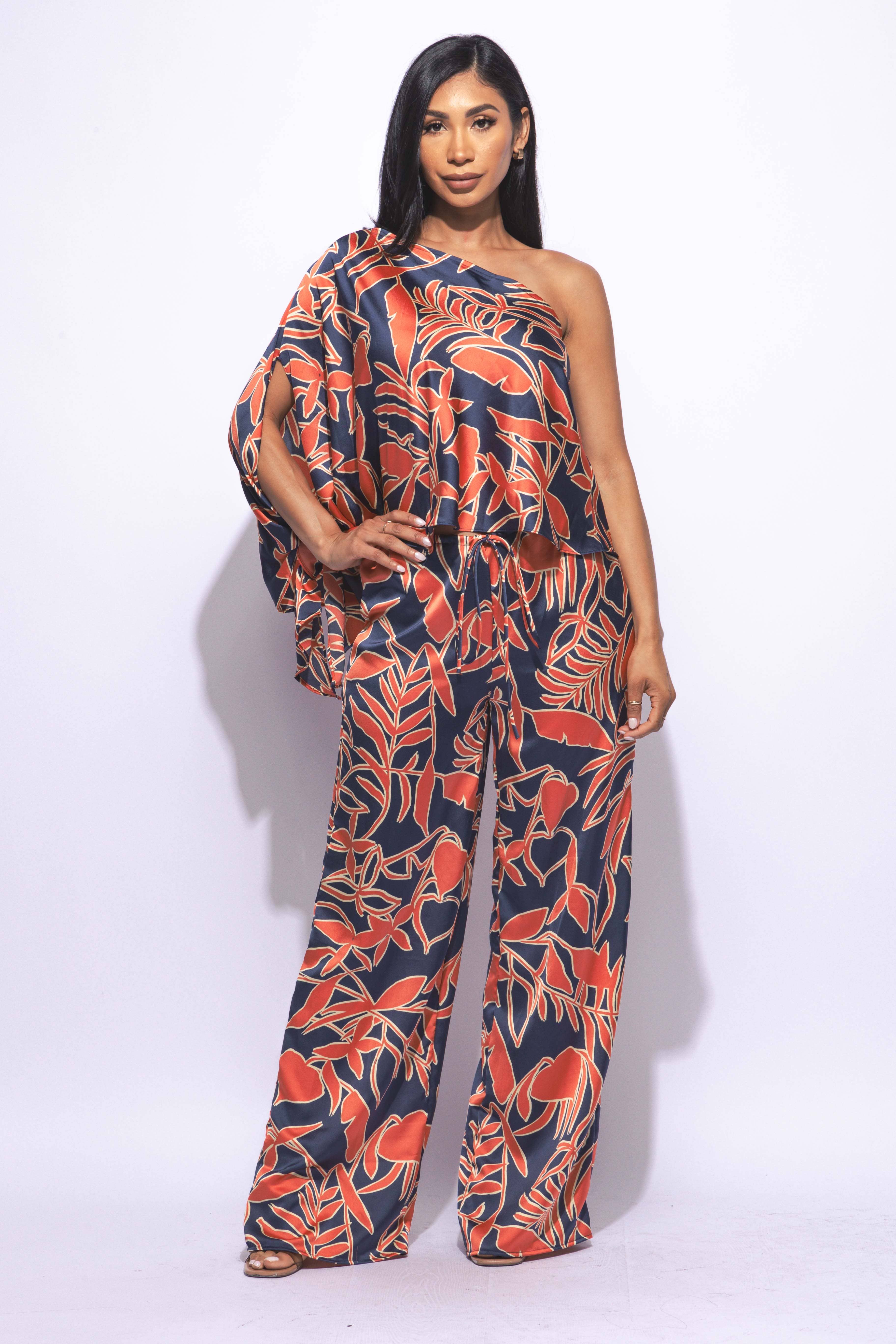 K Too - Vendita all'ingrosso Completo top e pantaloni (NON loungewear) - Donna - Completo in satin con una spalla e pantaloni a gamba larga1