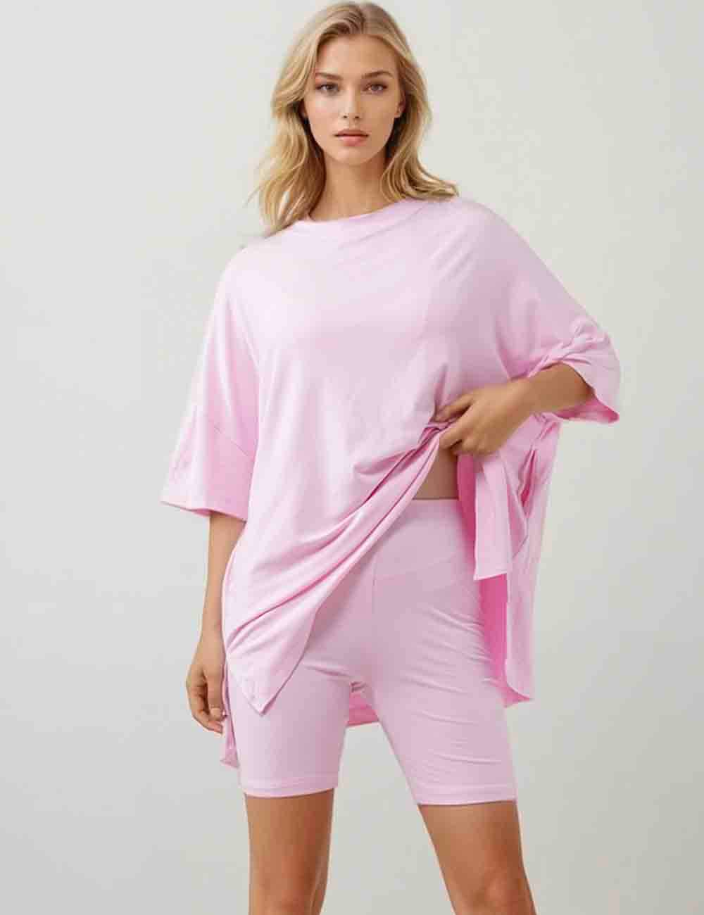 Sweetkama - Wholesale Lounge Set - Women's - Ladies Loose Top and Shorts 2PCS Casual Tee Set SKST2312915