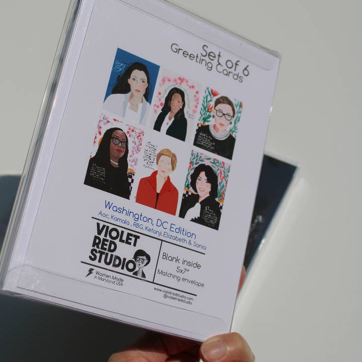 Violet Red Studio - Wholesale Stationery/Notecard Set - A few Washington DC Icons  Set of 6 Greeting Card Pack