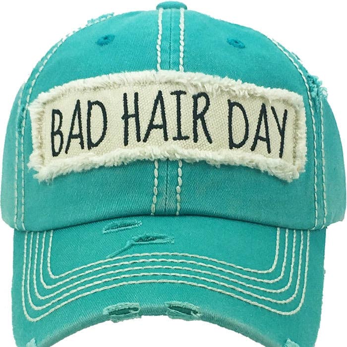MiMi Wholesale - Wholesale Baseball Cap - Women's - KBV1073 'BAD HAIR DAY' Distressed Cotton Cap2