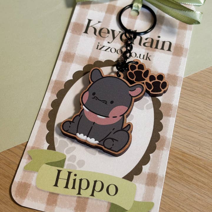 Hippo Wooden Keychain for wholesale by izzoo