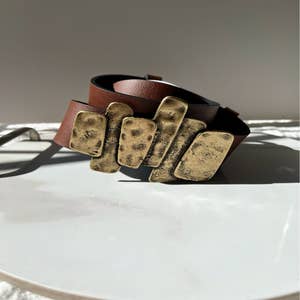 Cleo Metal Chain Leather Belt in Gold - Born To Roam