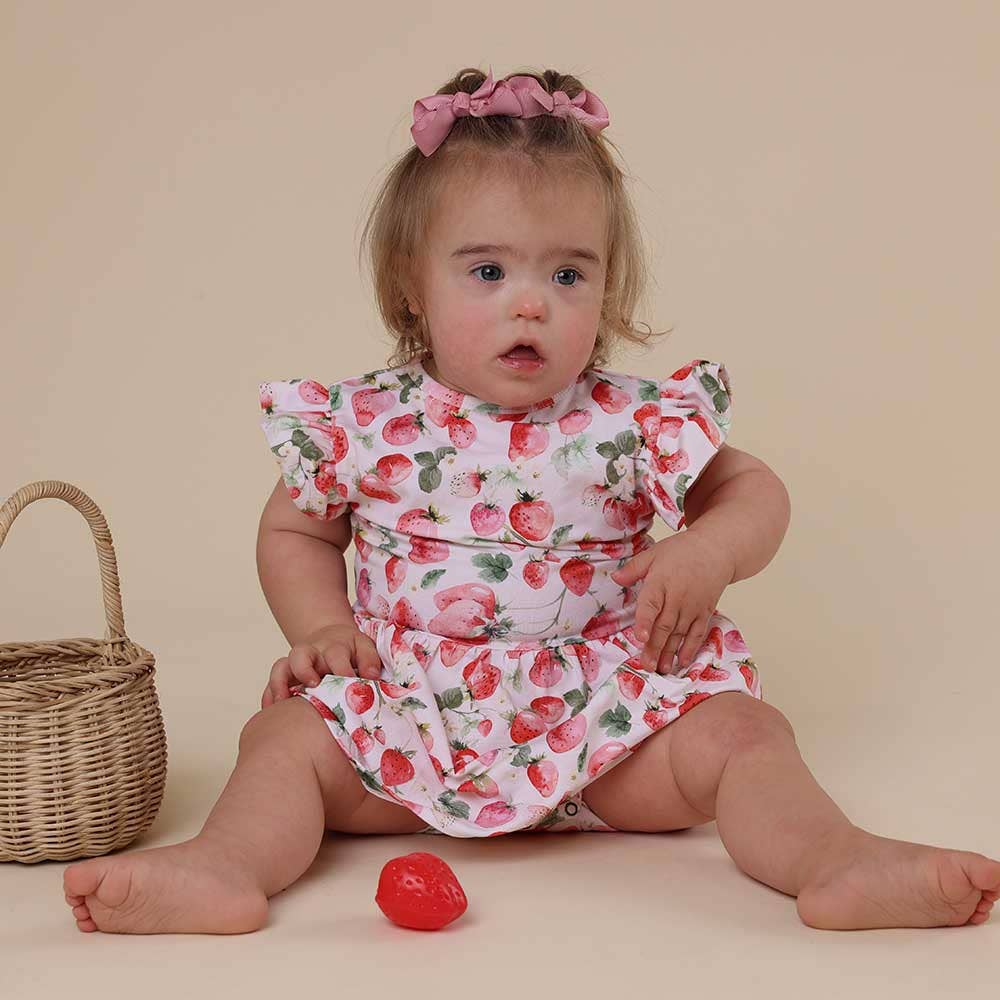 Snuggle Hunny - Wholesale Dress – Baby - Strawberry Short Sleeve Organic Dress5