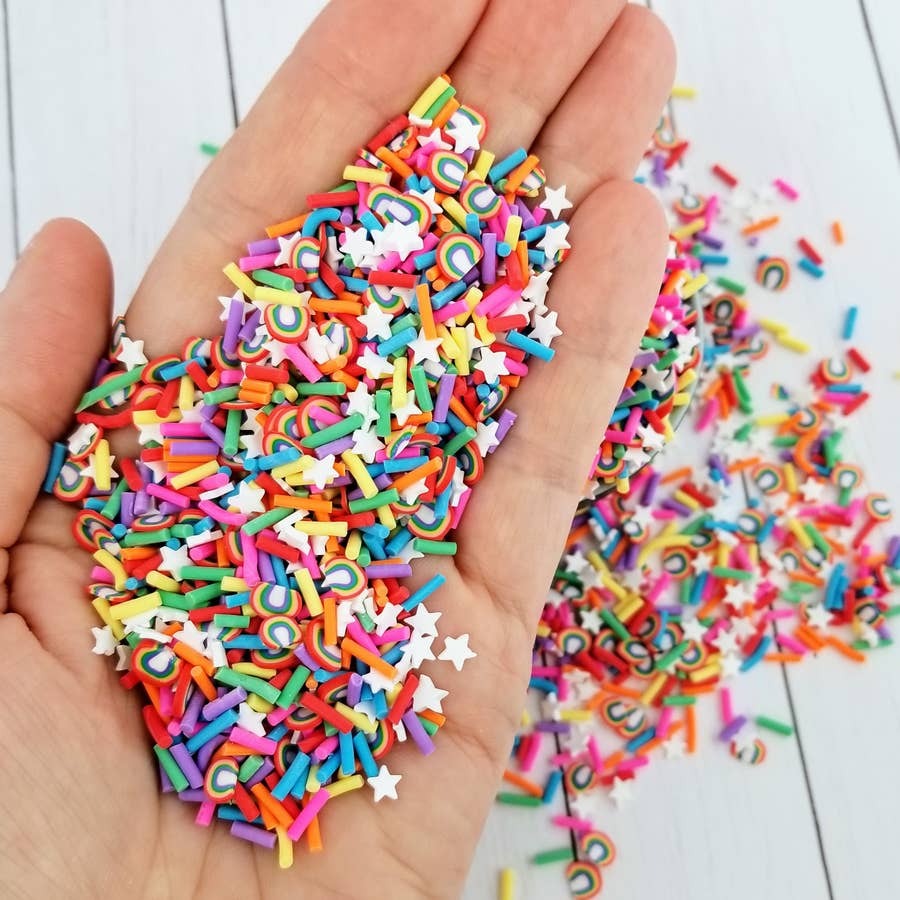 Rainbow Polymer Clay Sprinkles, Polymer Clay Confetti, Fake Sprinkles