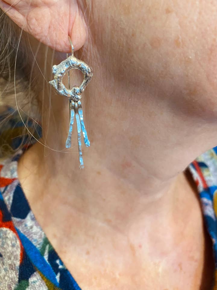 Sterling Organic Free Form Earrings for wholesale by Charlene Hall Designs