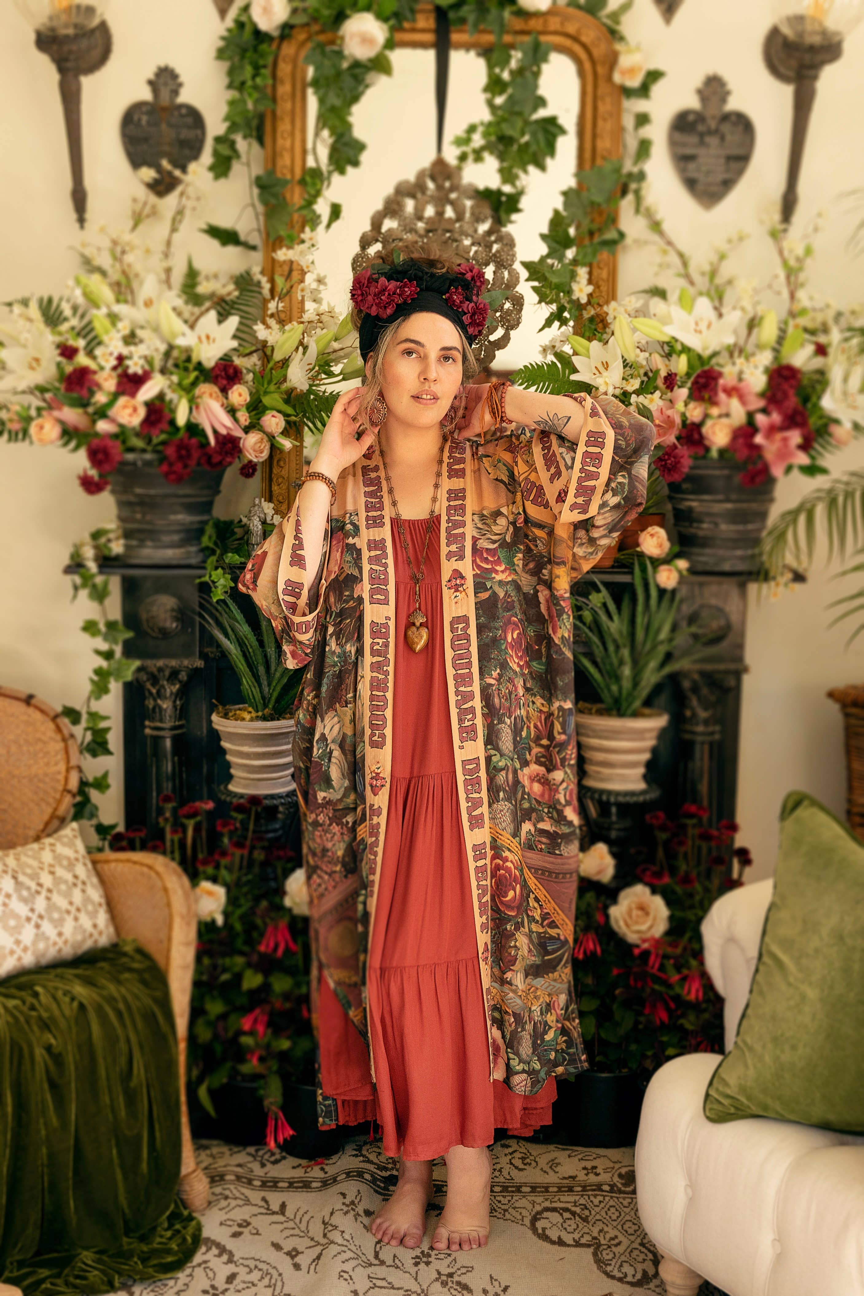 Market of Stars (USA) - Wholesale Kimono - Women's - Courage Dear Heart Opera Duster Kimono Robe w/ Sacred Heart10