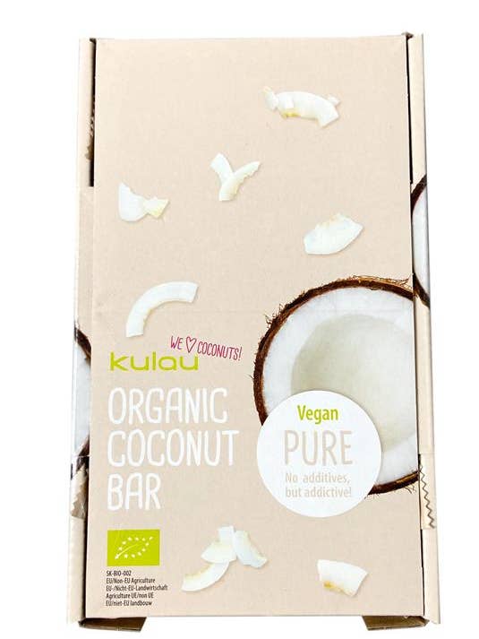 12 x 24 barres de noix de coco biologiques KULAU PURE 40 g (carton maître) pour la vente par KULAU