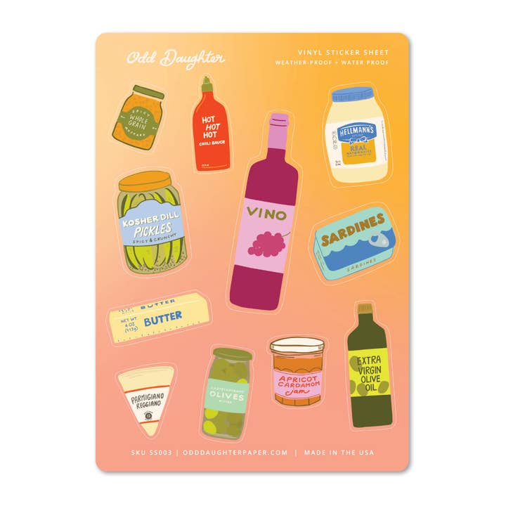 Foodie Sticker Sheet for wholesale by Odd Daughter Paper Co.