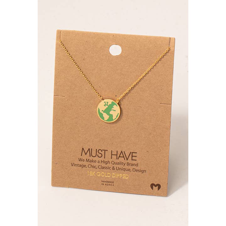 Fame Accessories - Wholesale Pendant/Charm Necklace - World Map Disc Pendant Necklace3