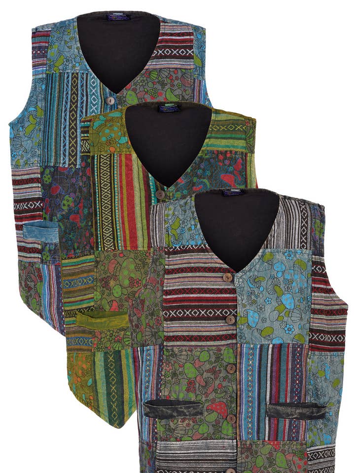 Chaleco Bodhi con estampado de hongos para venta al por mayor de Wicked Dragon Clothing