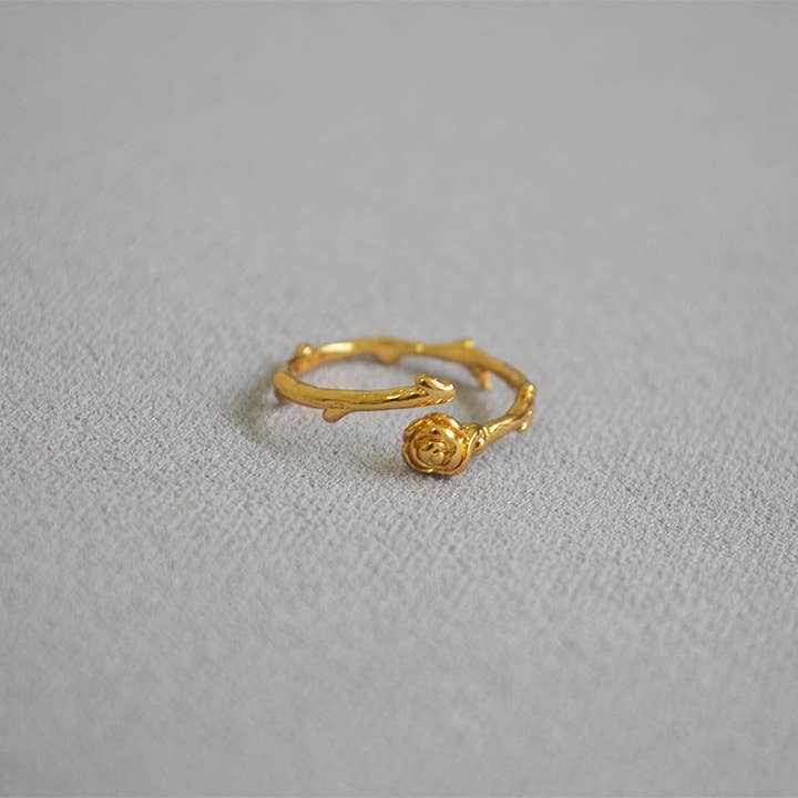 Revelari - Wholesale Band/Stacked Ring - Gold Rose Design Adjustable Ring1