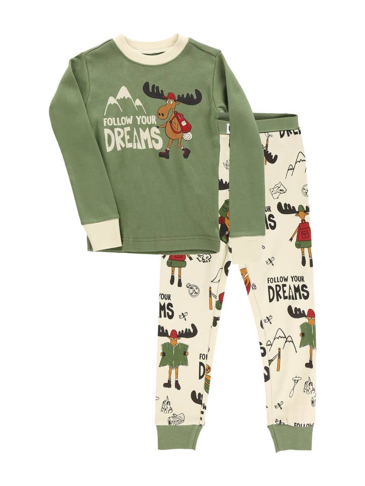 Follow Your Dreams Kid's Long Sleeve Pajama Set for wholesale by Lazy One