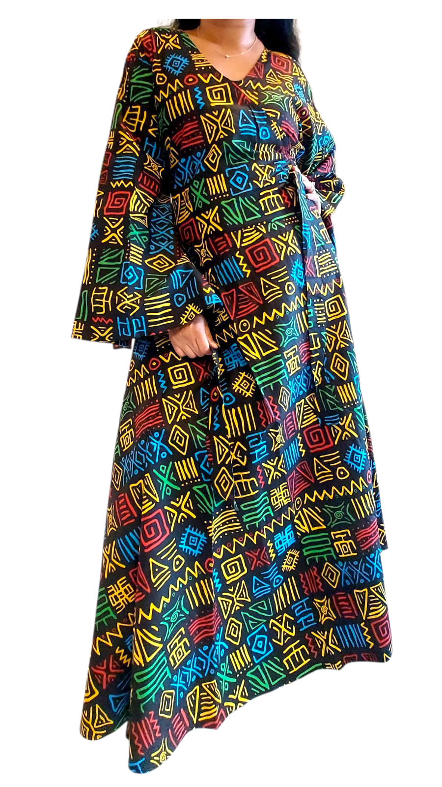 India Batik - Wholesale Dress - Women's - Wrap Dress / Ankara Print - 1360 Rasta1