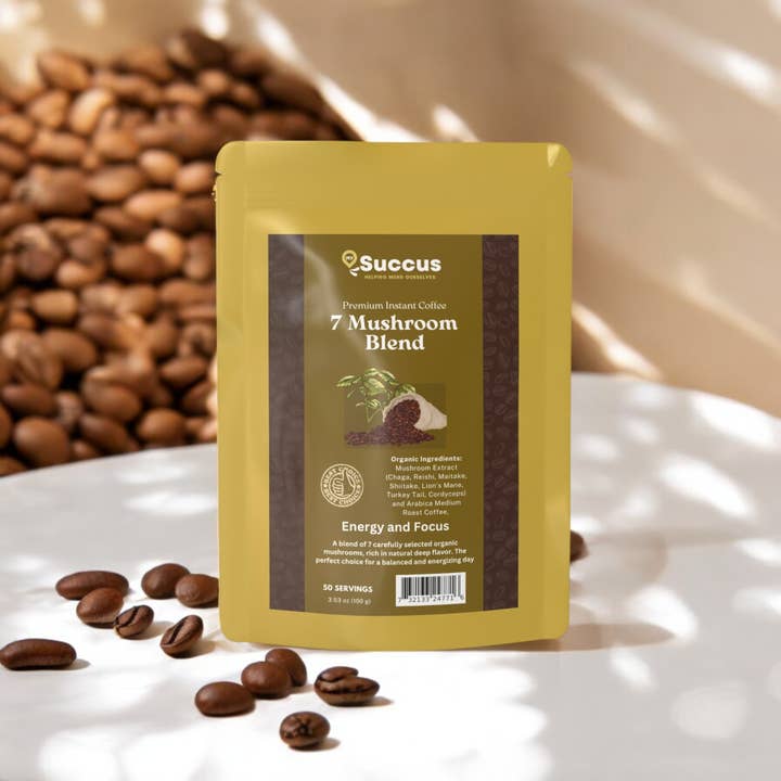 Succus - Wholesale Instant Coffee/Espresso - 7 Blend Mushroom Coffee - Energizing & Focus-Boosting Brew