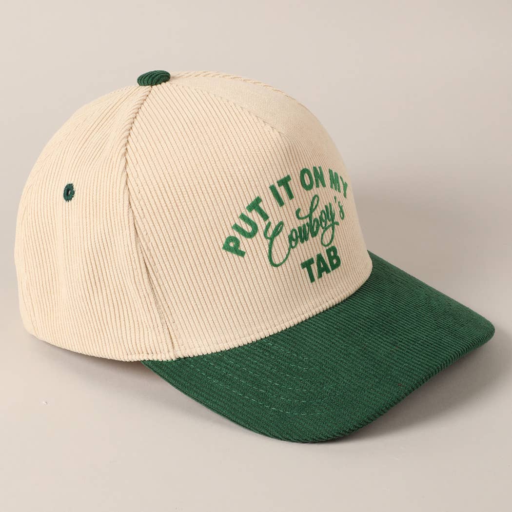 Fashion City – wholesale Baseballkeps - Unisex – Sätt den på min cowboy's Tab tvåfärgad corduroy-keps19